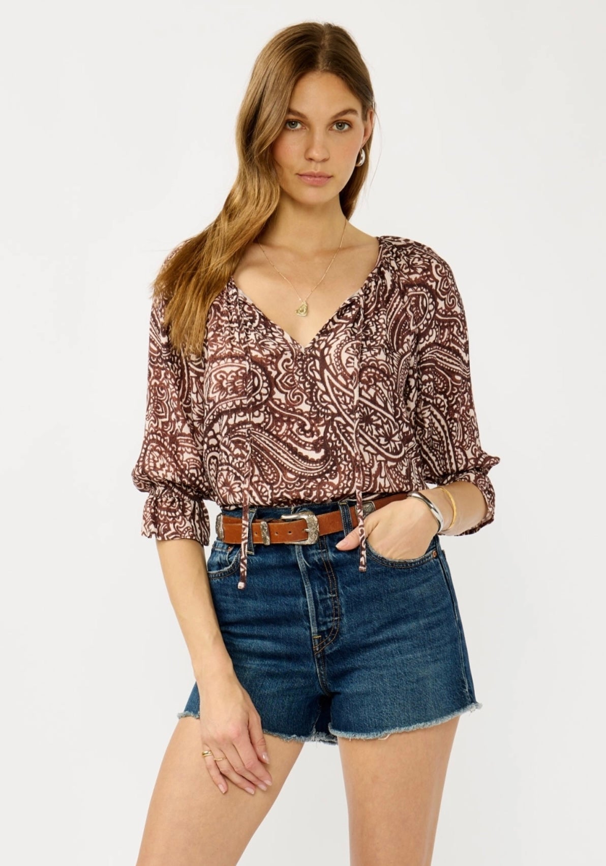 Brown Paisley Blouse