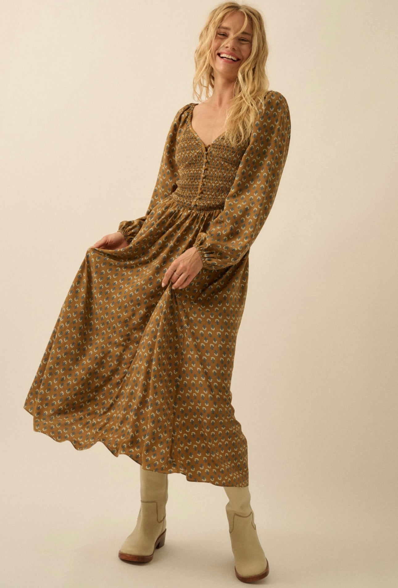 Smocked Floral Dress