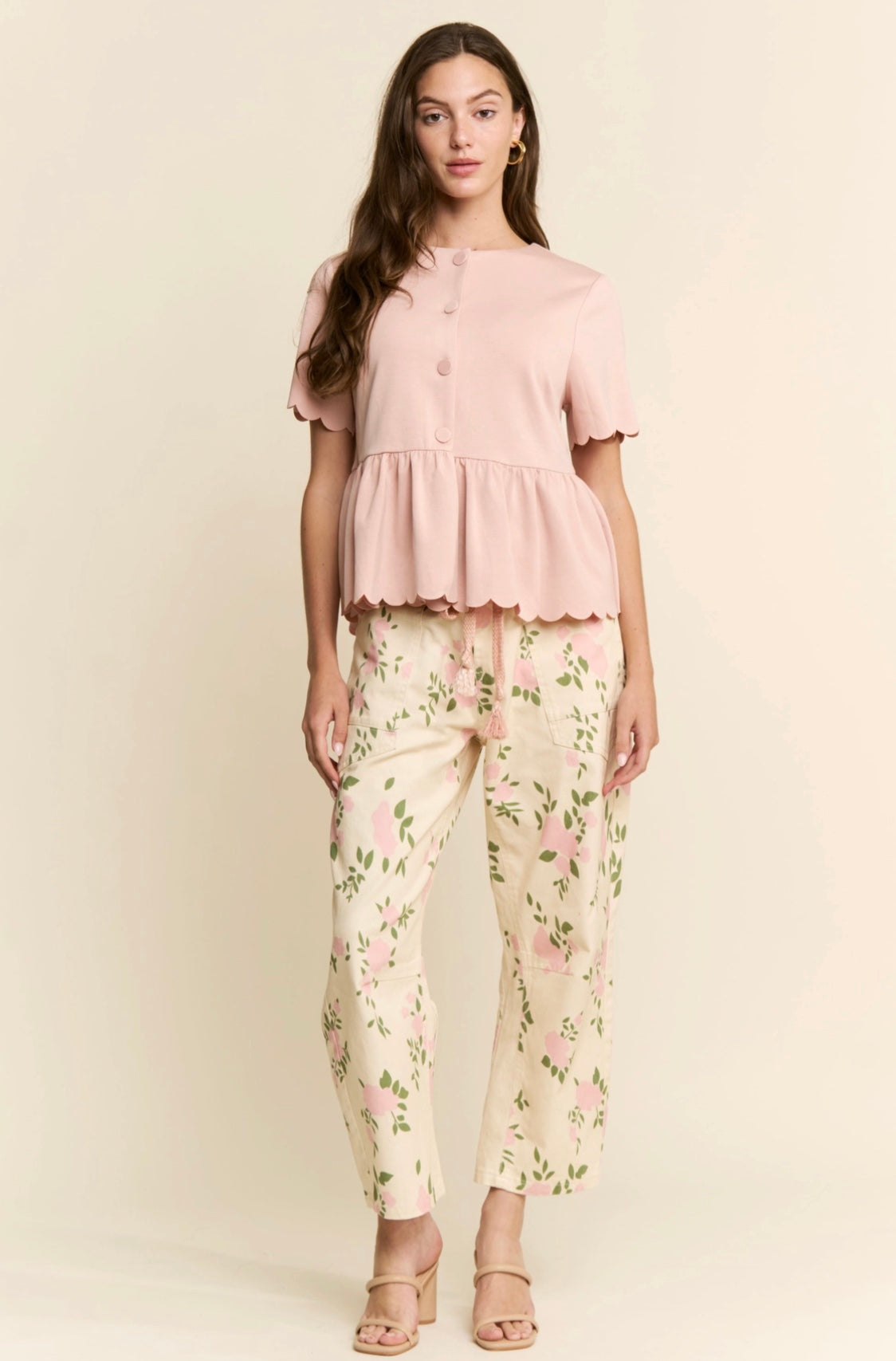 Floral Pink Barrel Pants