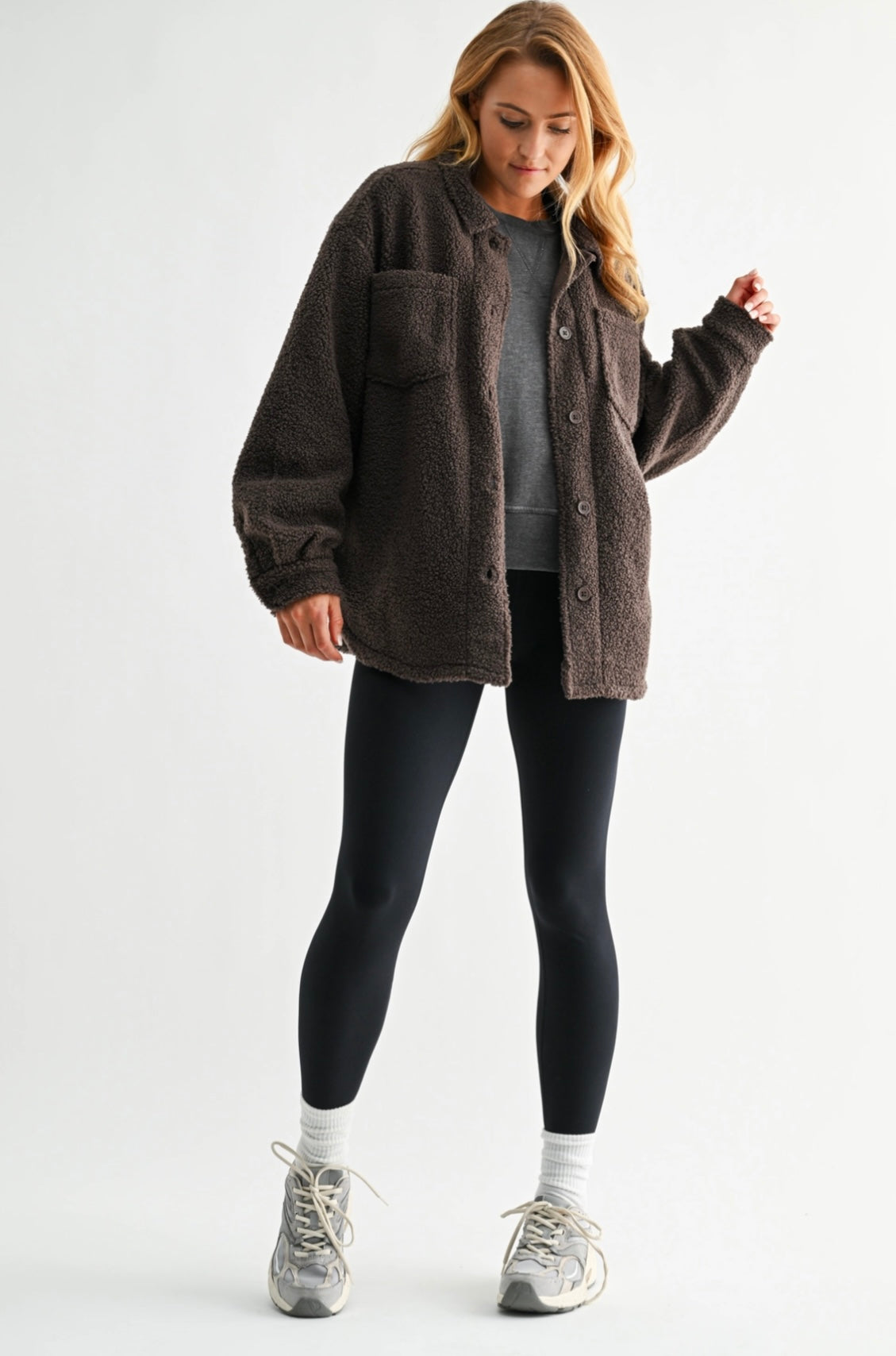 Espresso Sherpa Button Up