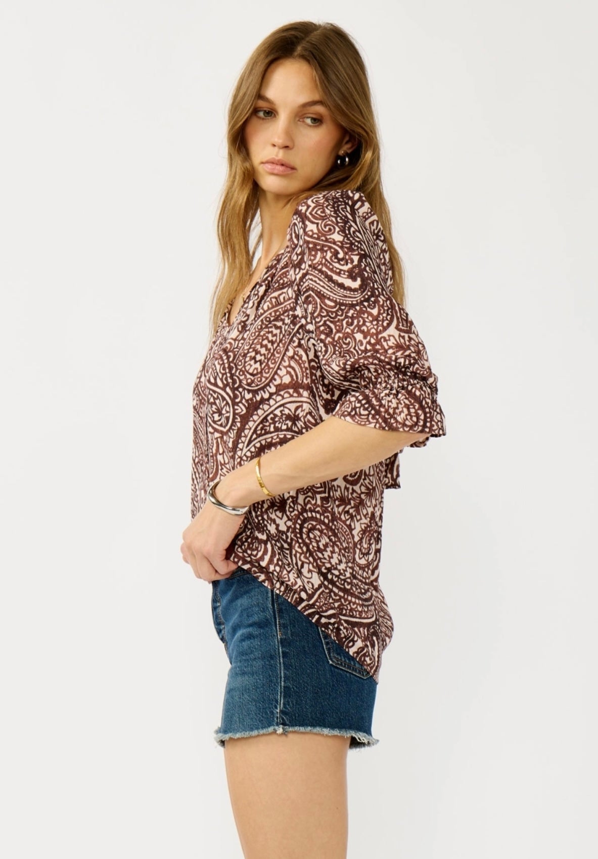Brown Paisley Blouse