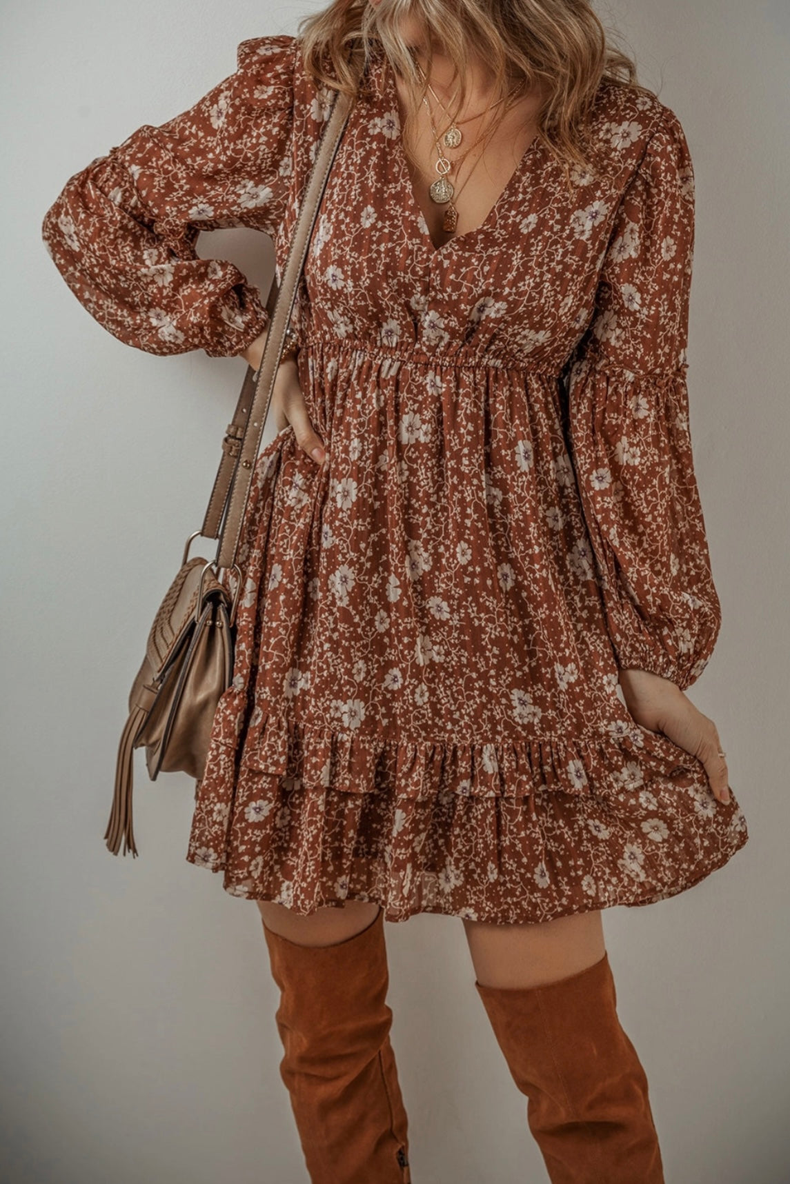 Boho Fall Mini Dress
