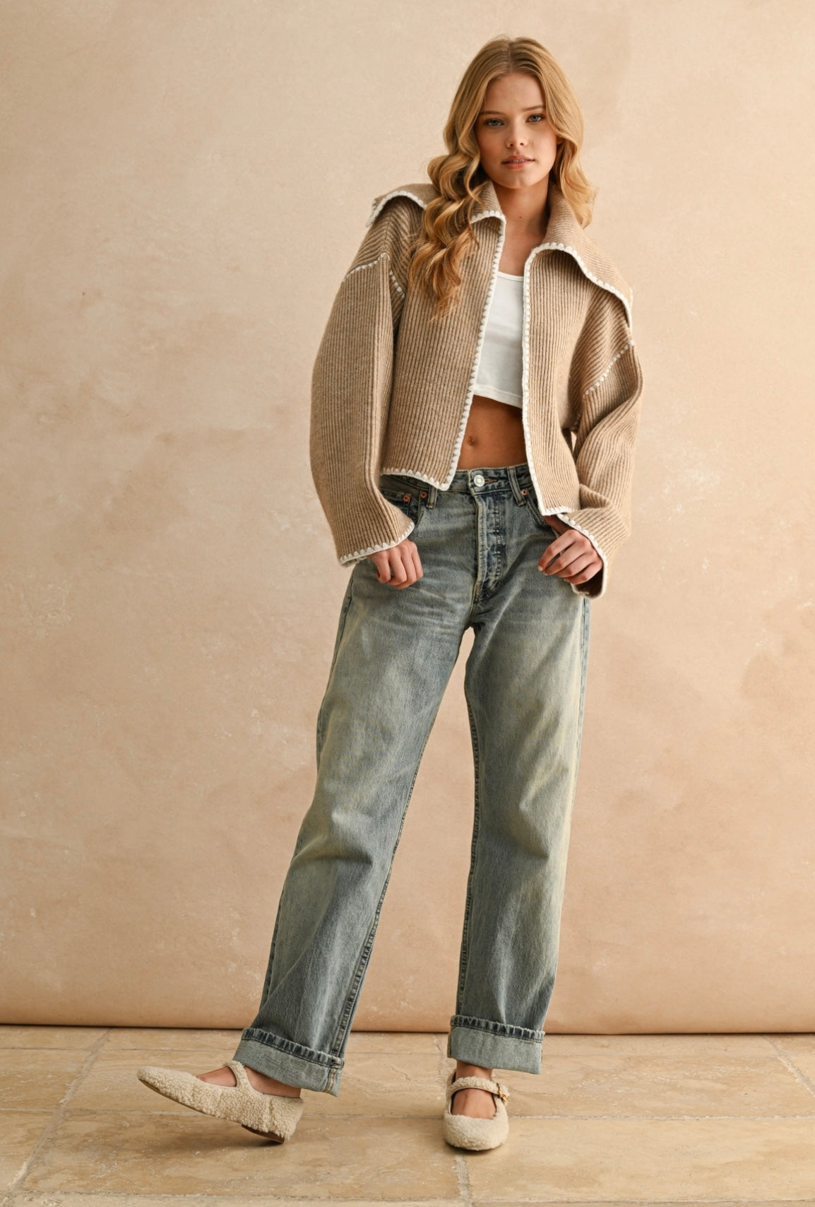 Tan Stitch Sweater