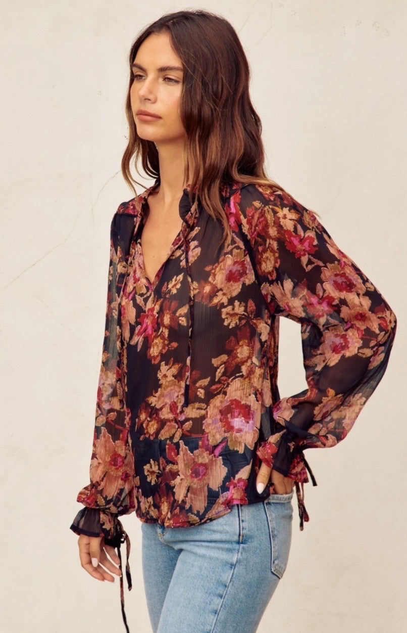 Burgundy Sheer Blouse