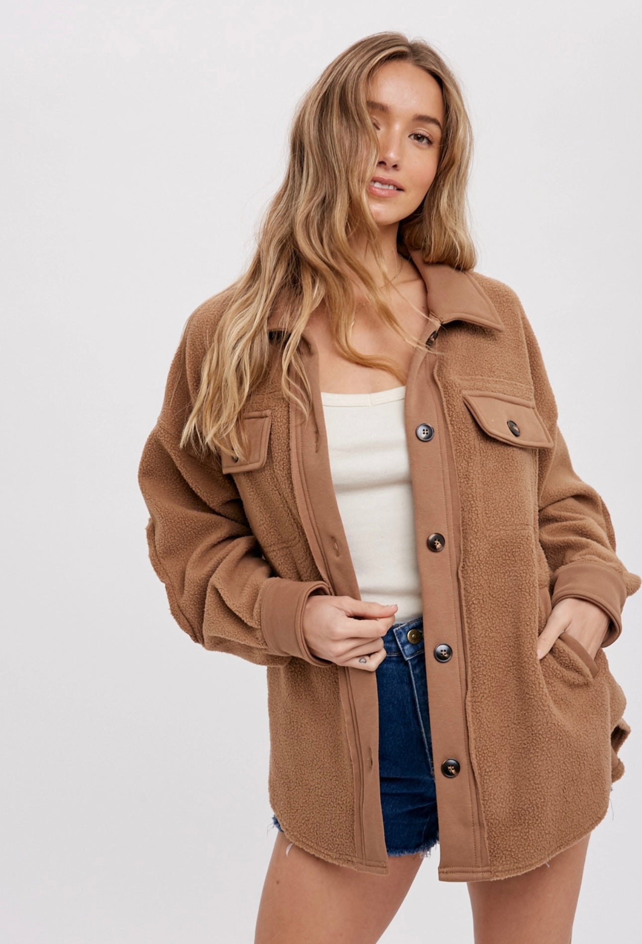 Latte Teddy Shacket