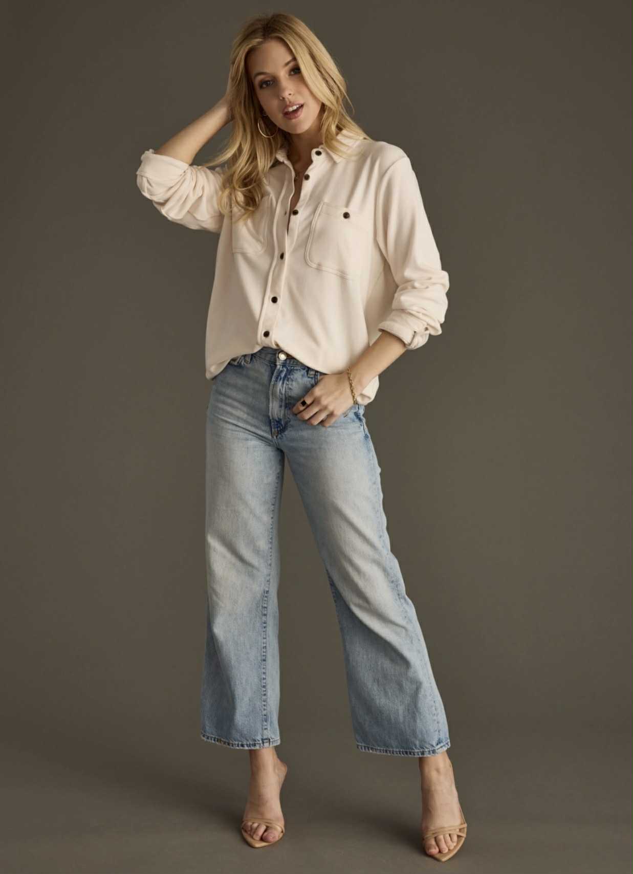 Cream fall button up