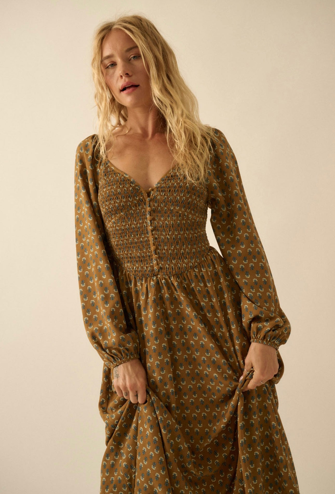 Smocked Floral Dress