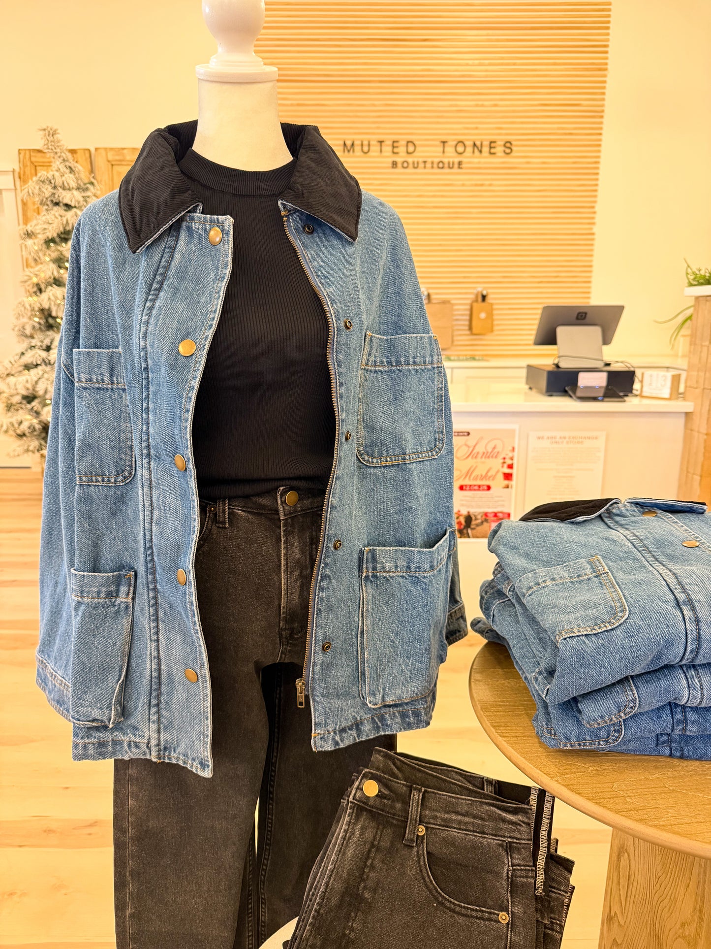 Corduroy Collar Denim Jacket