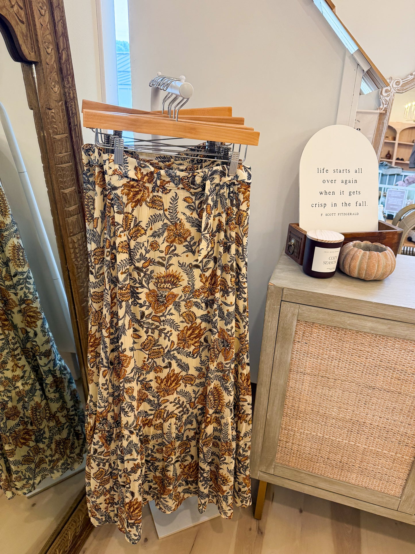 Fall paisley print maxi skirt