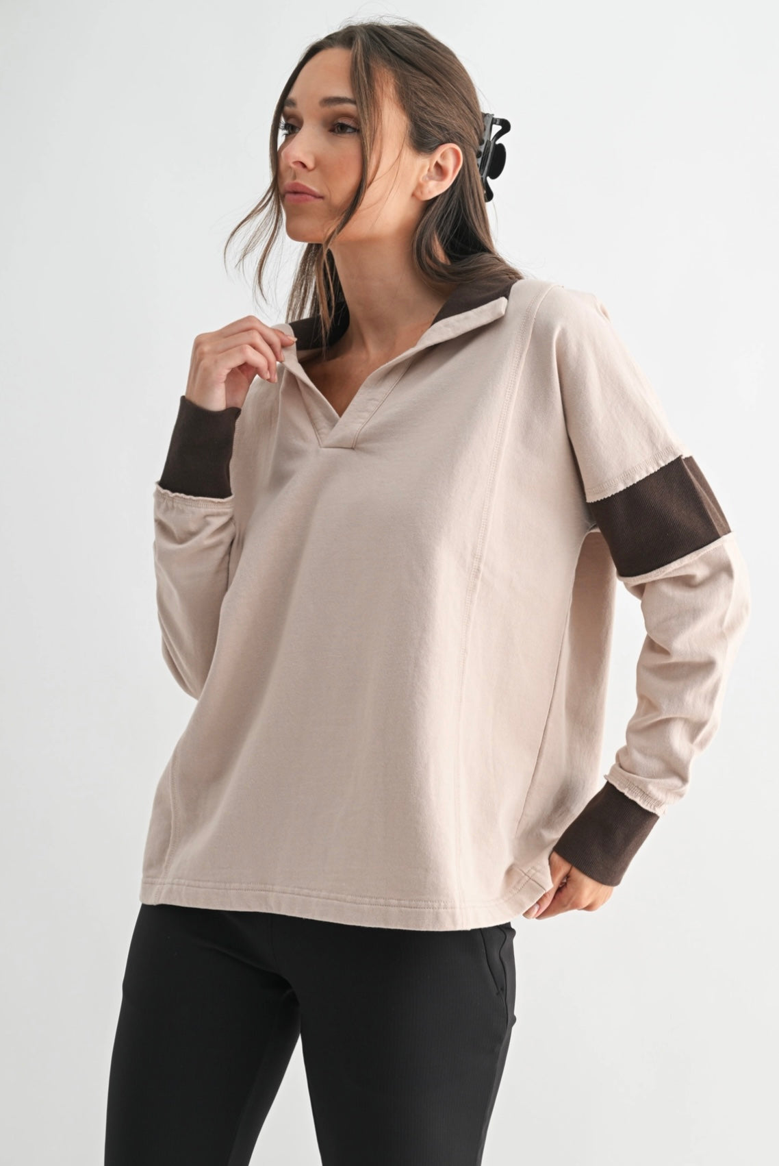 Colorblock Espresso Pullover