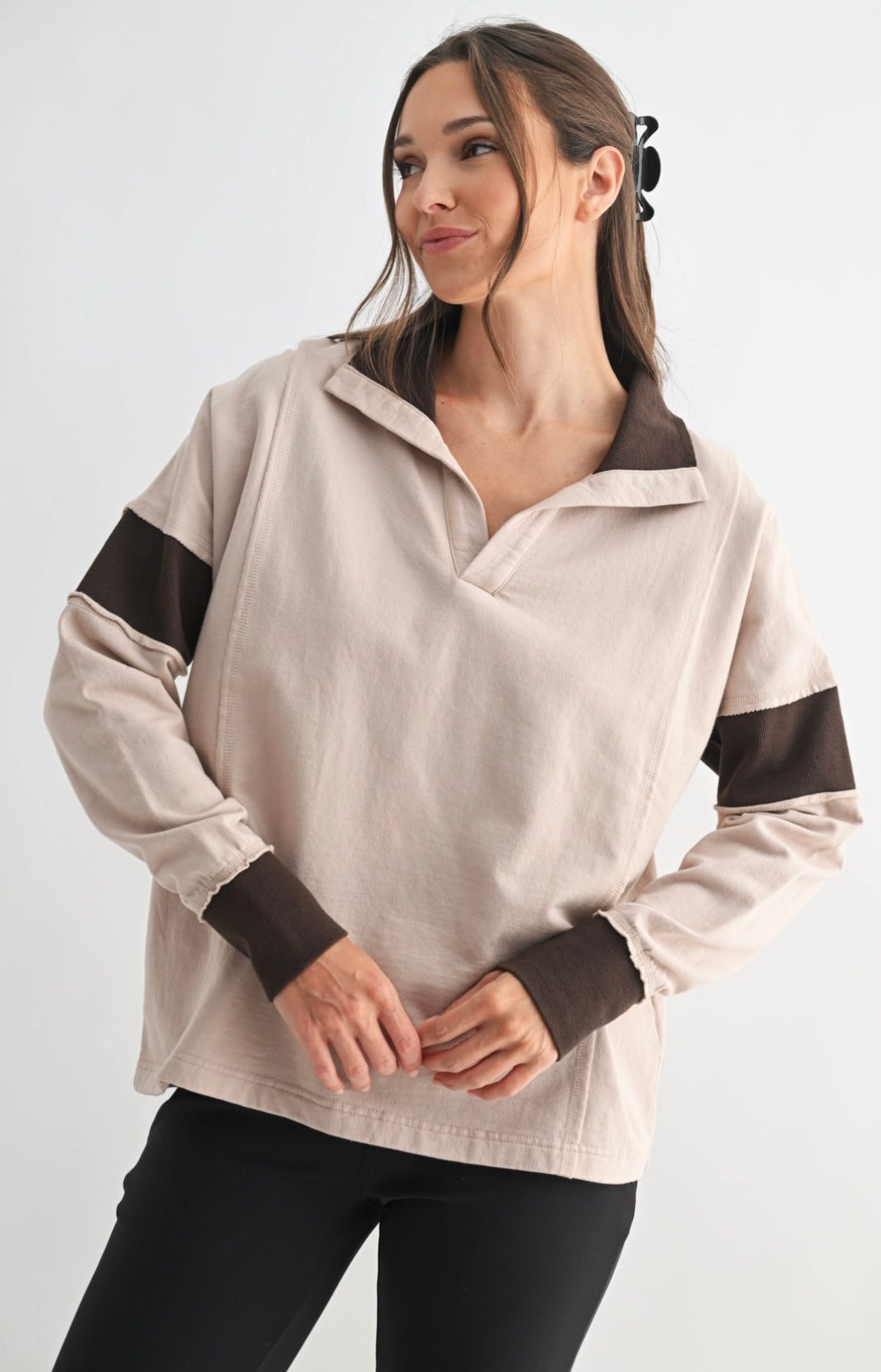 Colorblock Espresso Pullover