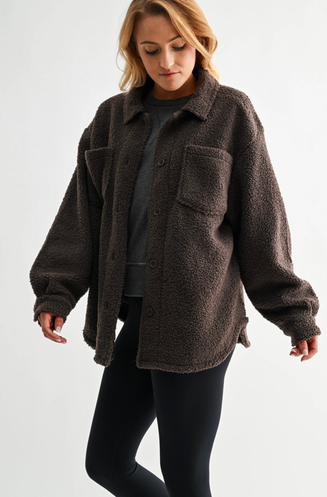 Espresso Sherpa Button Up