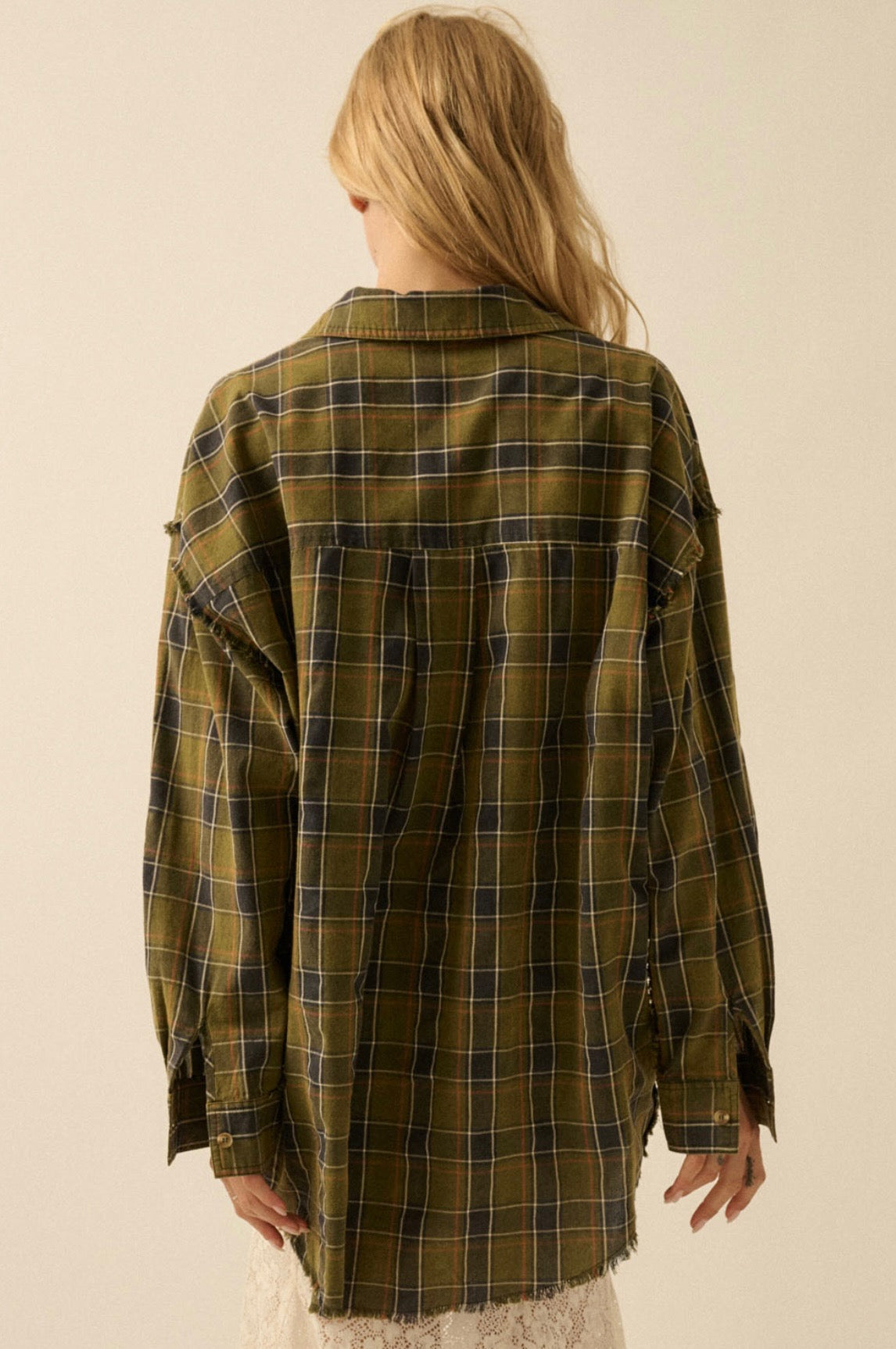 Olive Plaid Button Up