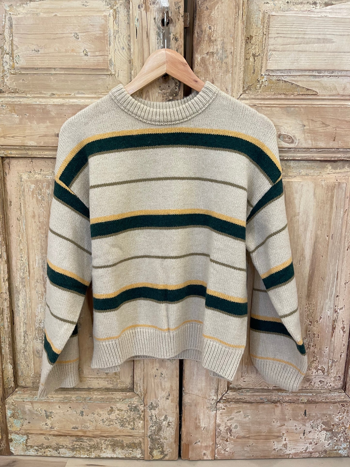 Green Striped Knit Sweater