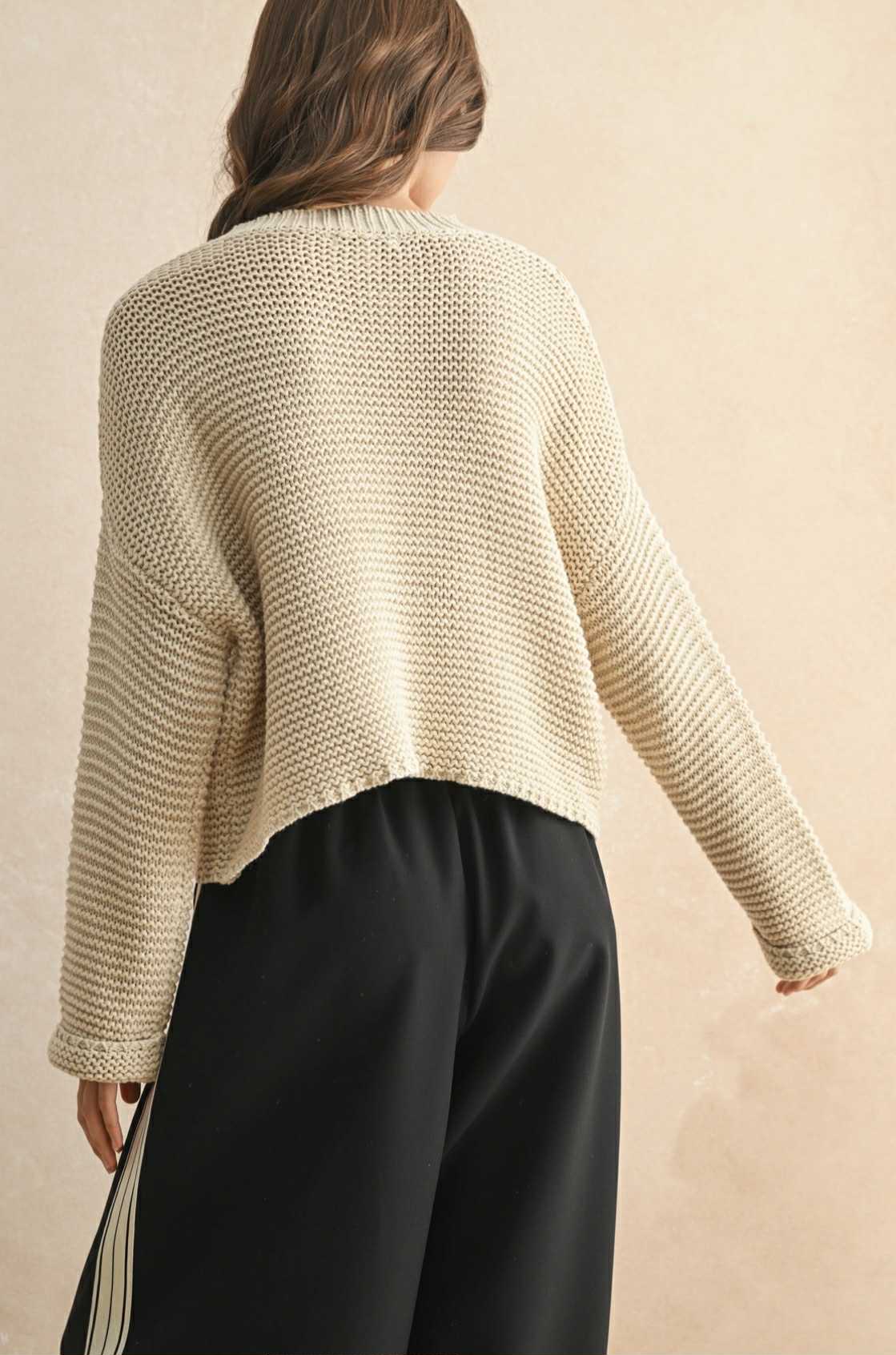 Cream Waffle Knit Sweater
