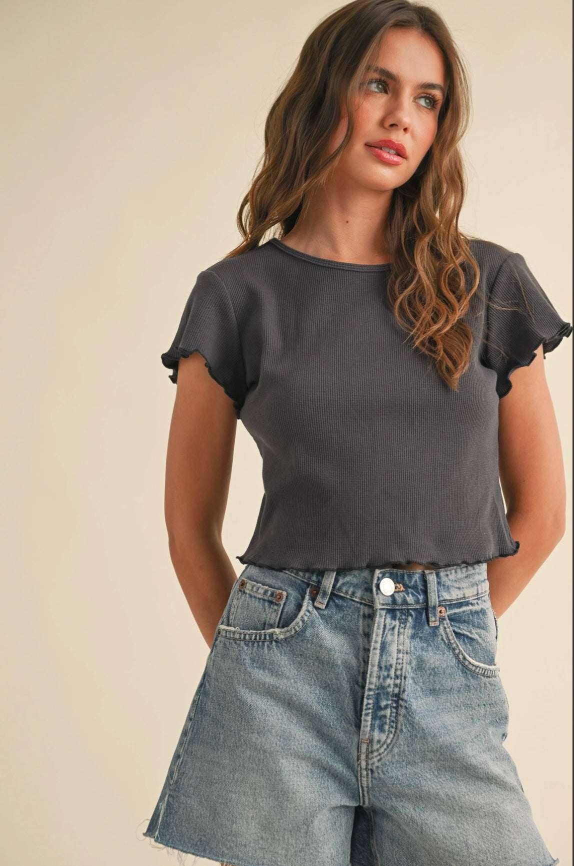 Dark Grey Waffle Short Sleeve