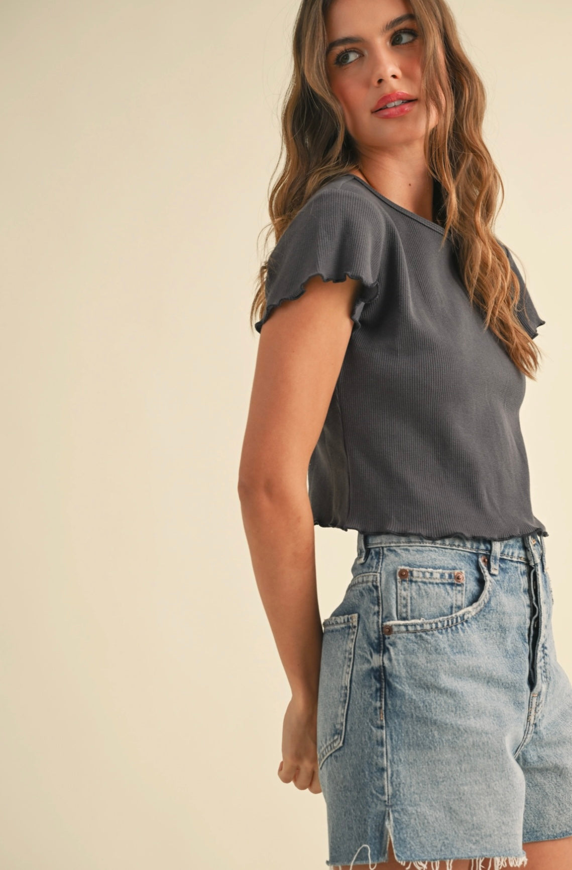 Dark Grey Waffle Short Sleeve