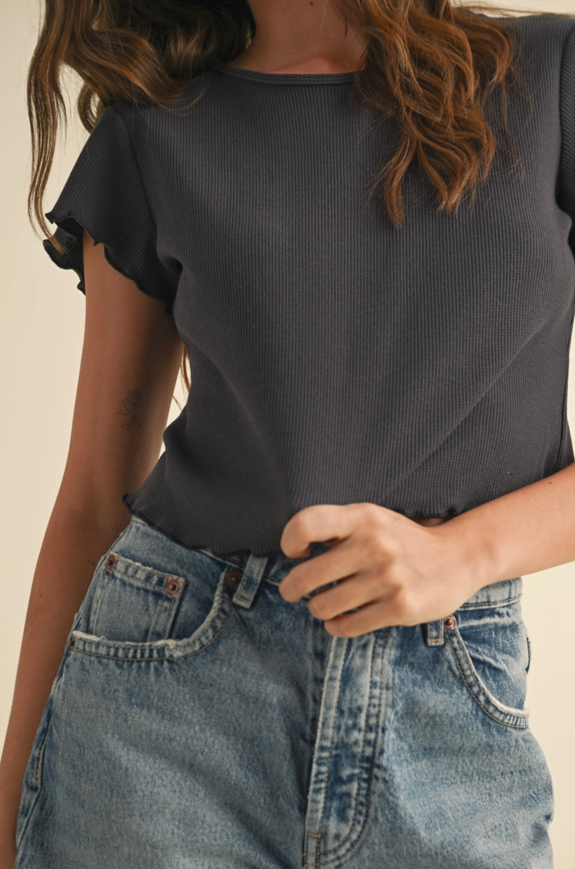 Dark Grey Waffle Short Sleeve