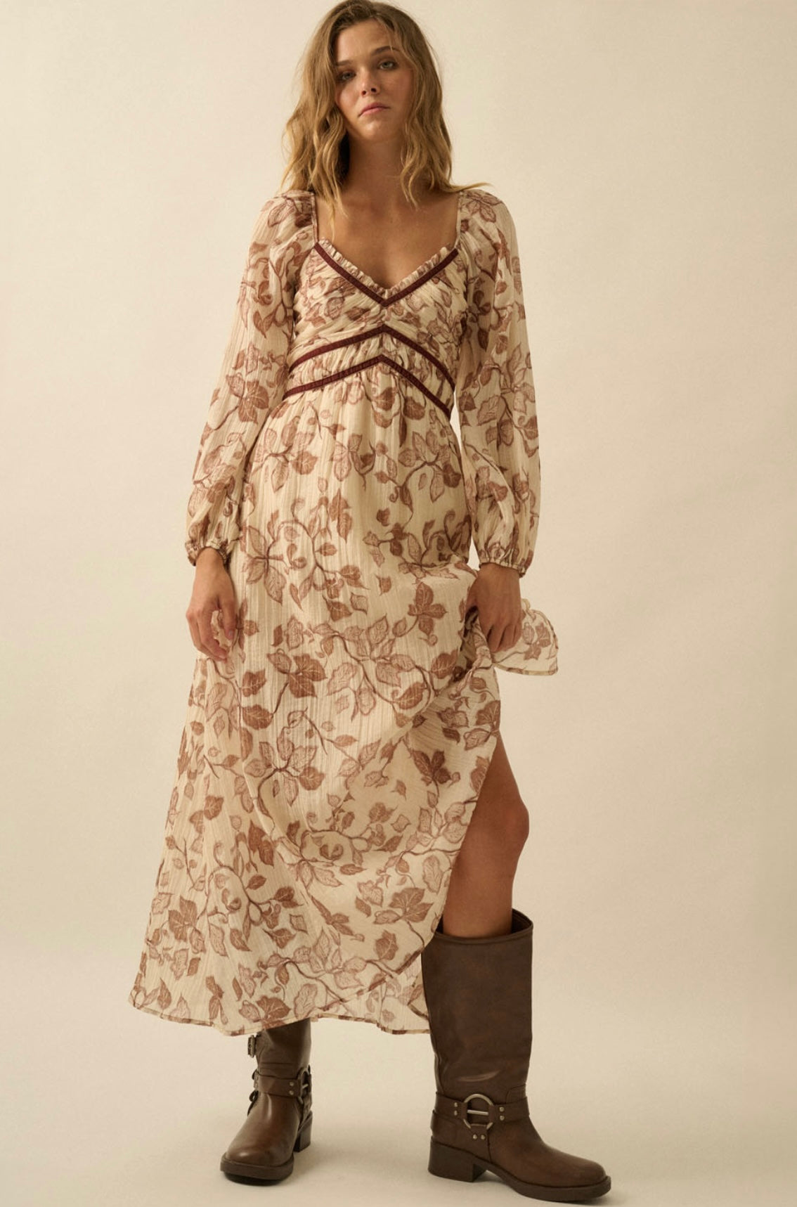 Felicity Floral Velvet Trimmed Dress