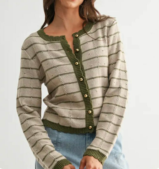 Scalloped Striped Sweater