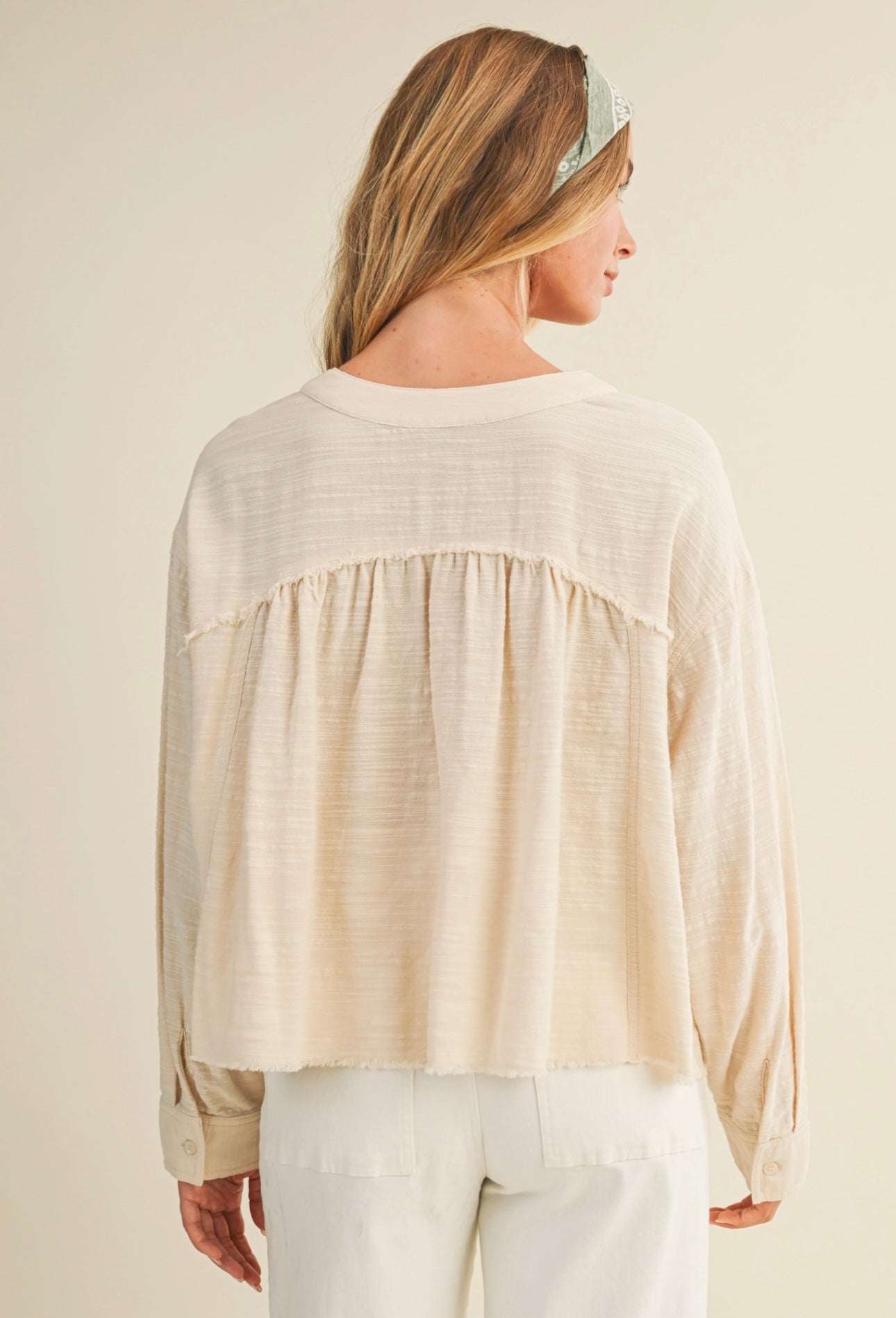 Cream Raw Edge Top