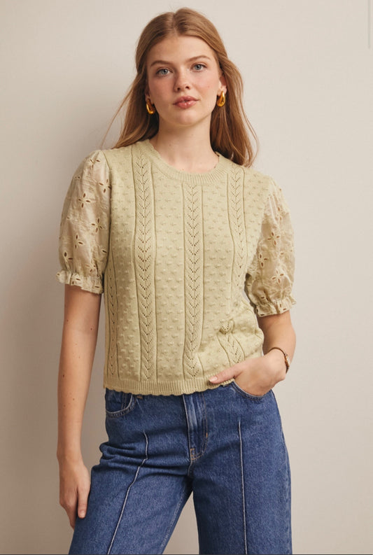 Sage Puff Sleeve Sweater