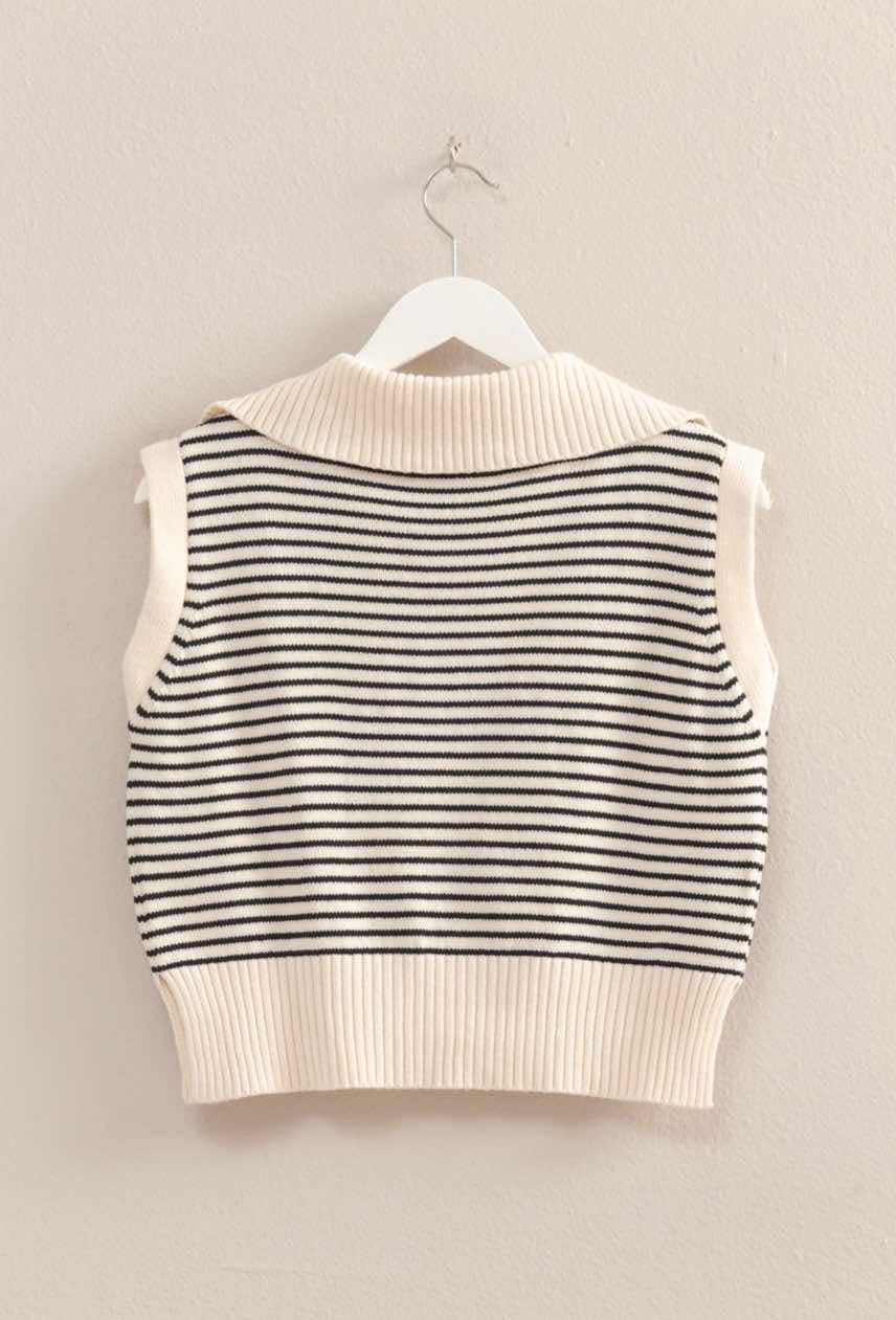 Oyster Stripped Collar Top