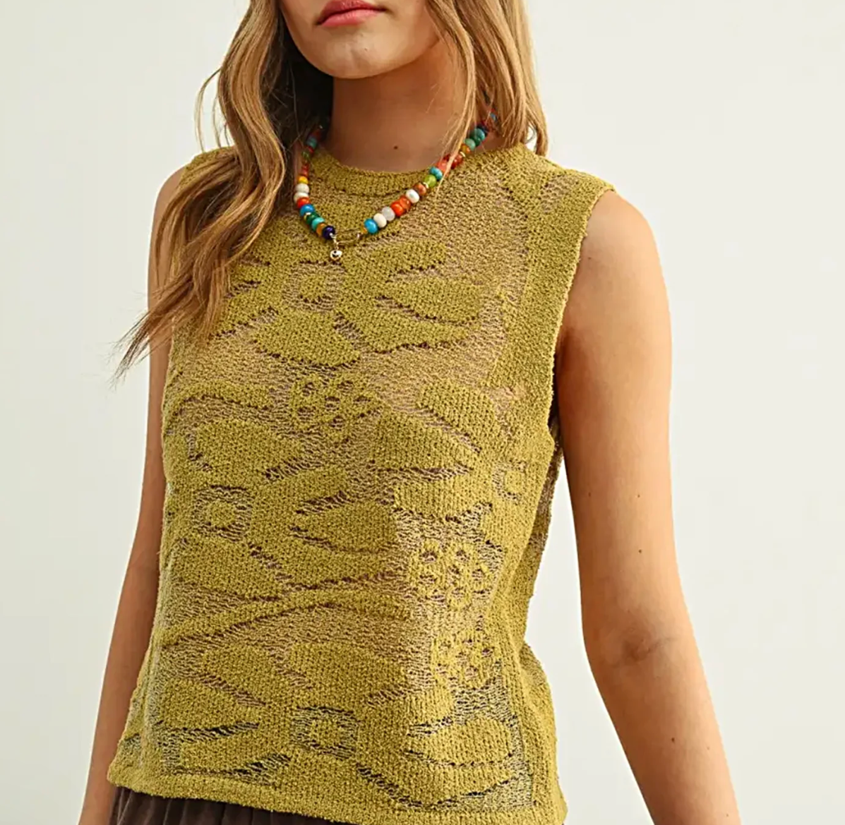 Earthy Green Knit Top