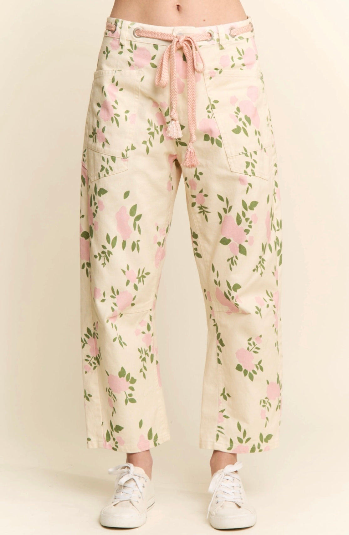 Floral Pink Barrel Pants