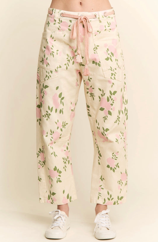Floral Pink Barrel Pants