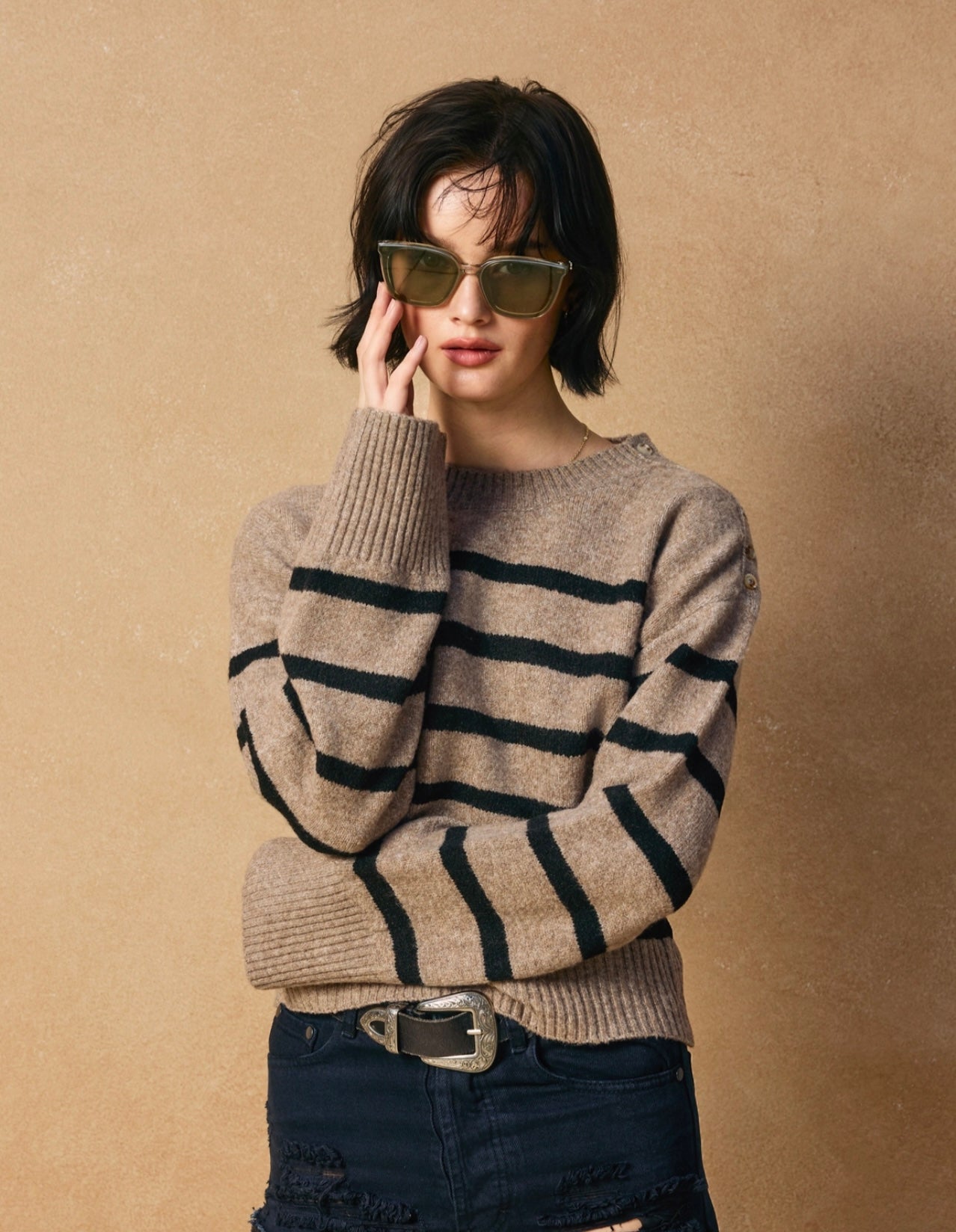 Dark Taupe Stripped Sweater