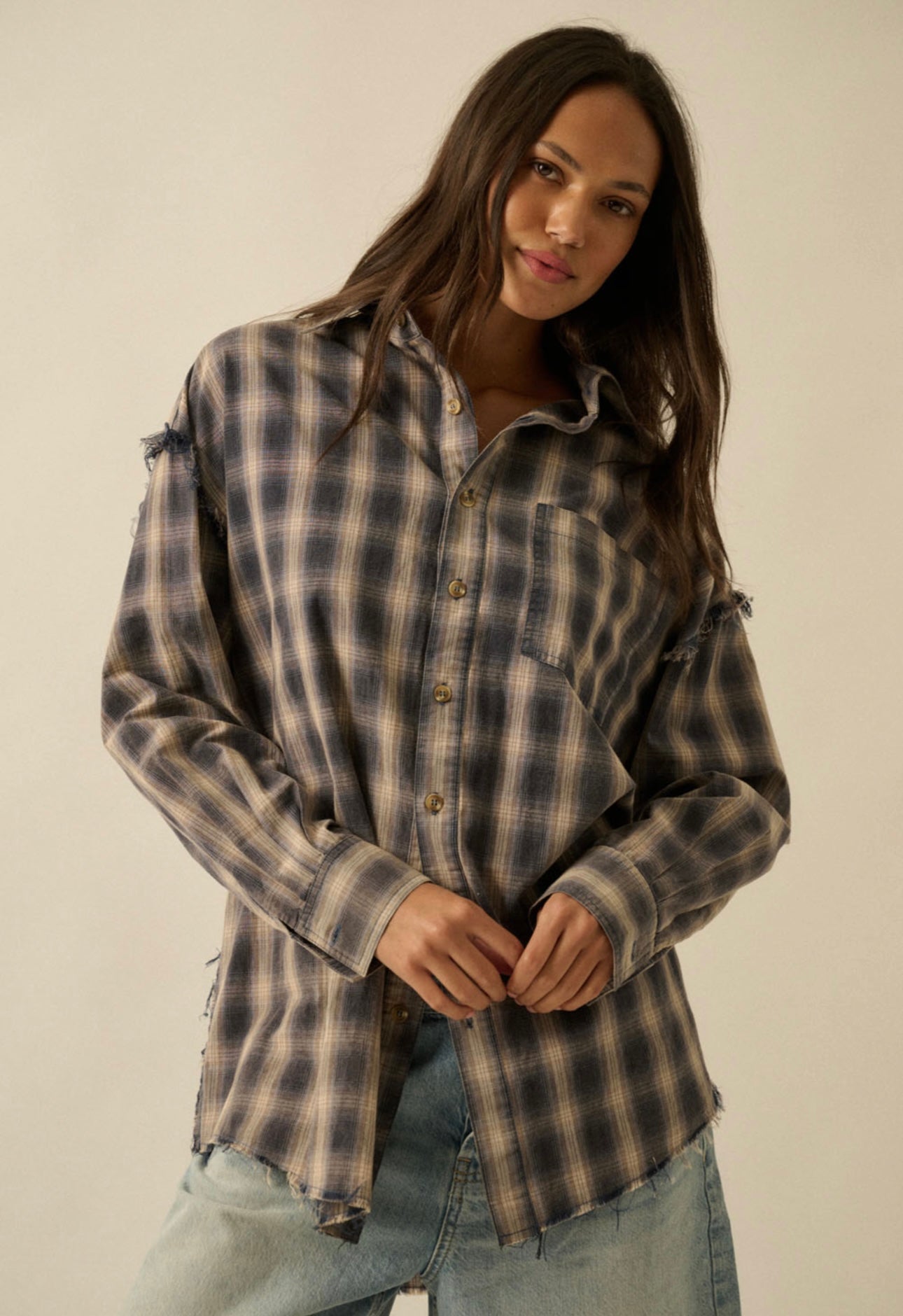 Vintage Blue Plaid Flannel