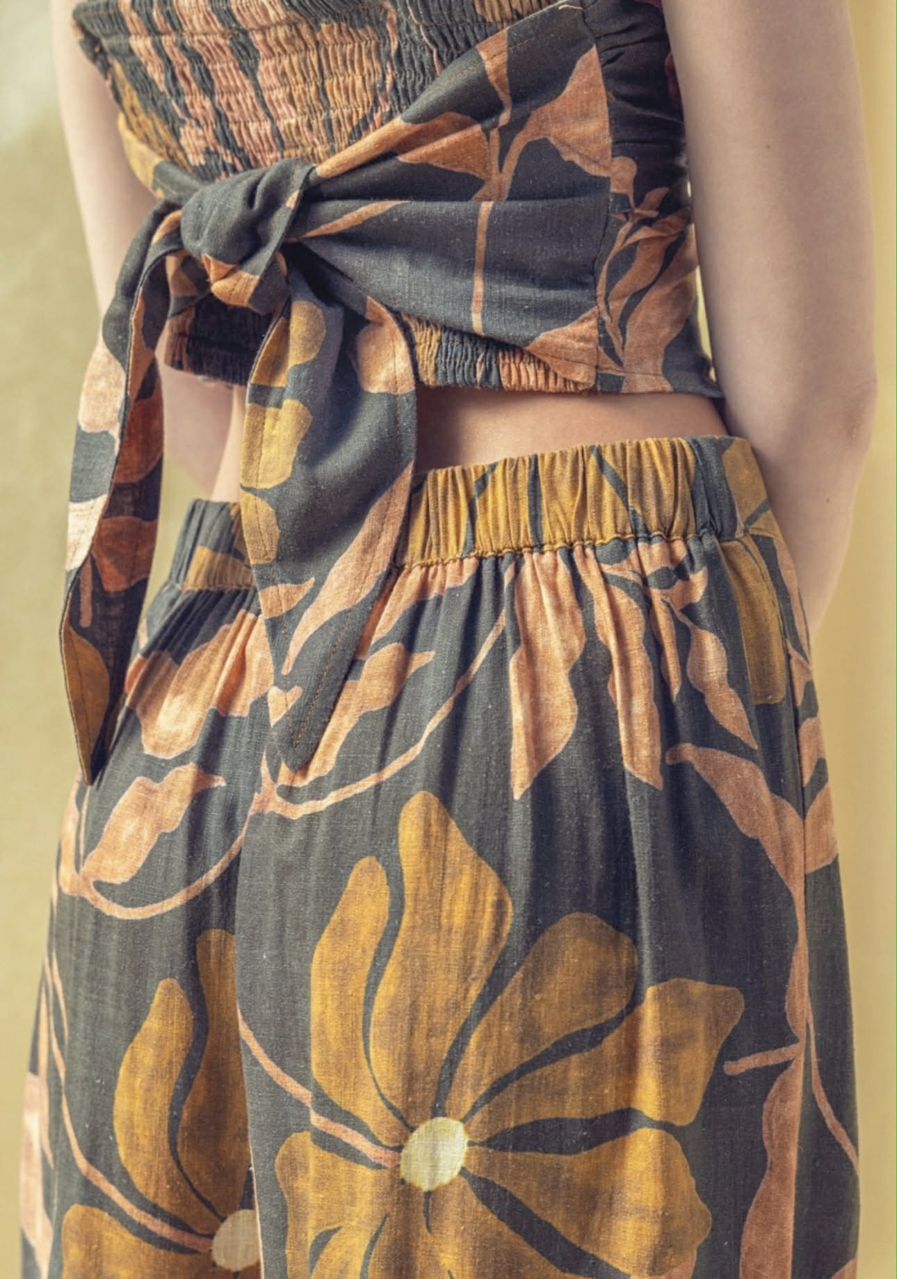 Tropical Scarf Linen Top