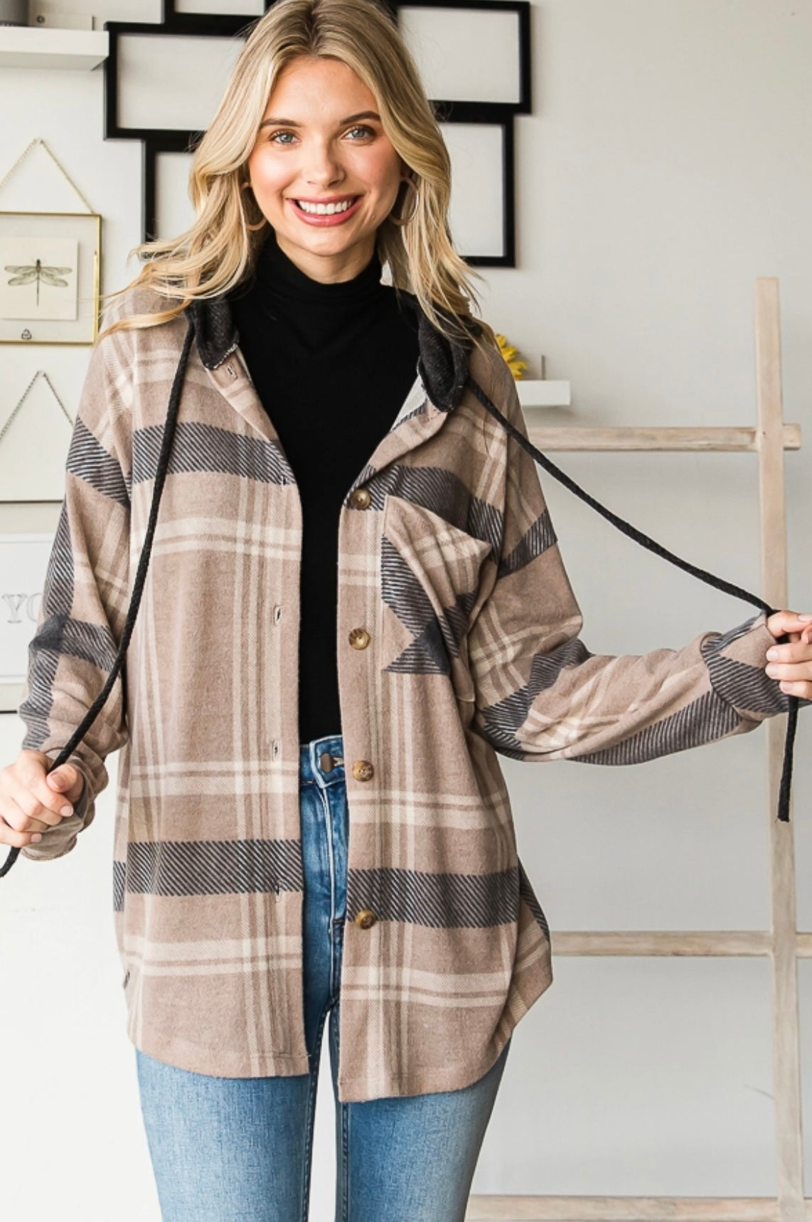 Mocha Hooded Shacket