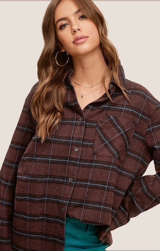 Merlot plaid flannel