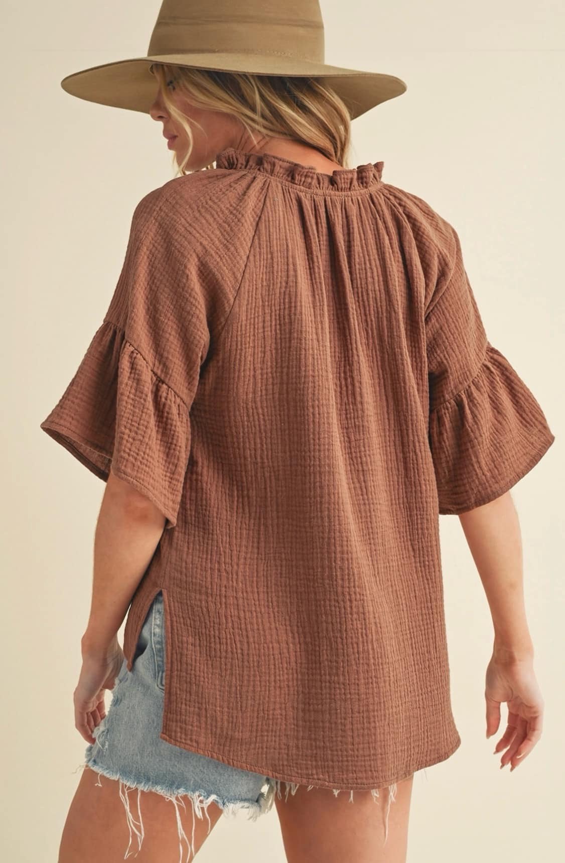 Rust Ruffle Top