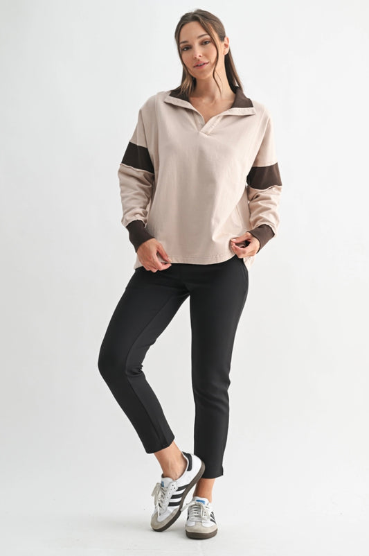 Colorblock Espresso Pullover