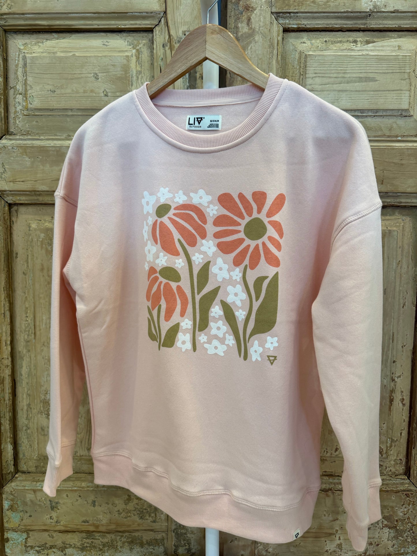 Pink floral crewneck