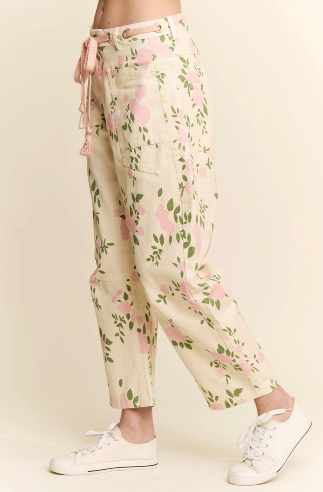 Floral Pink Barrel Pants