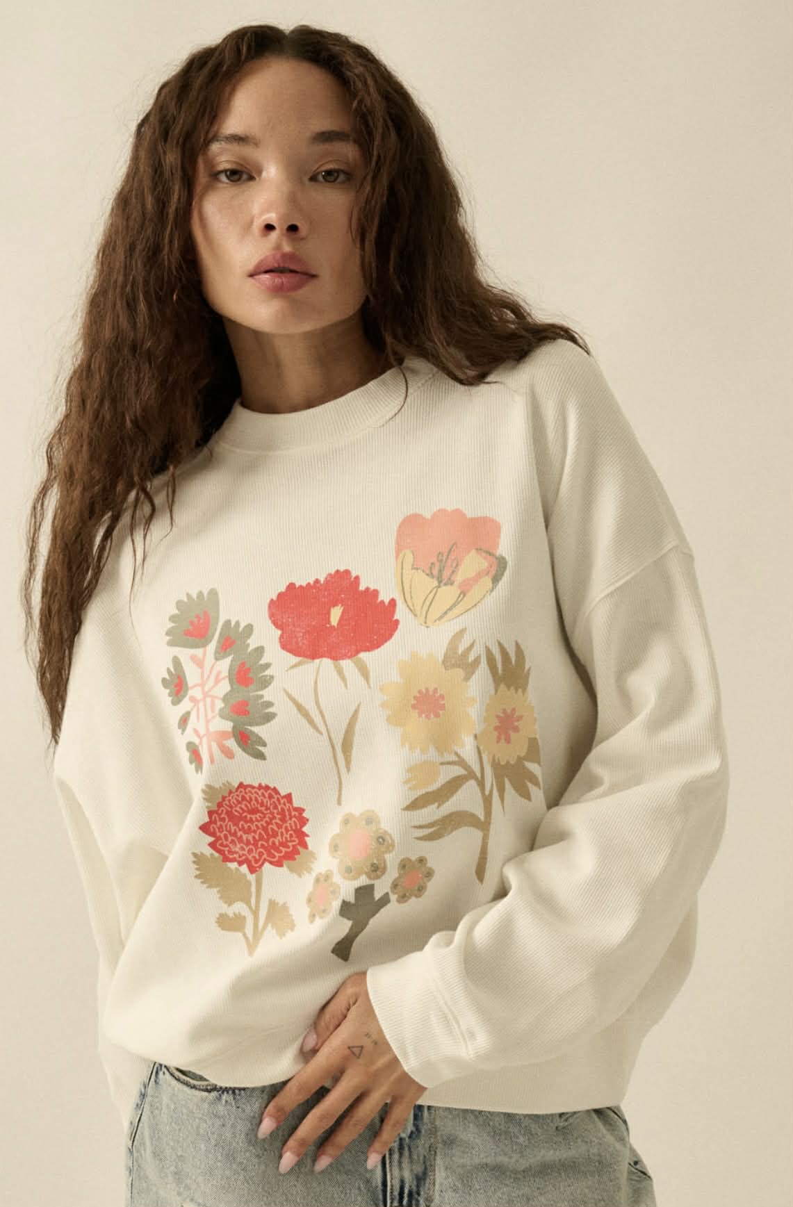 Ivory Floral Graphic Top
