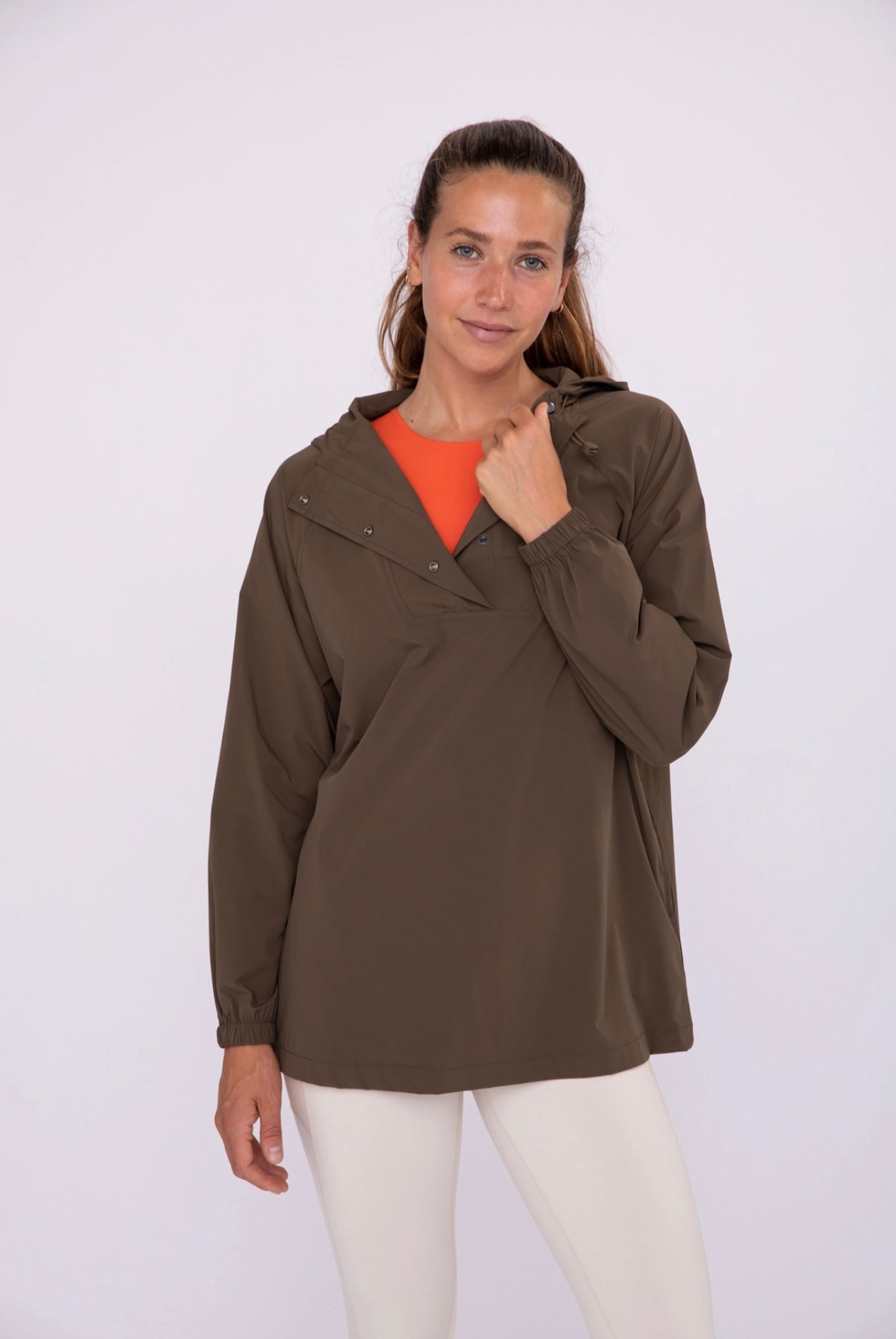 Brown Wind Snap Pull-Over