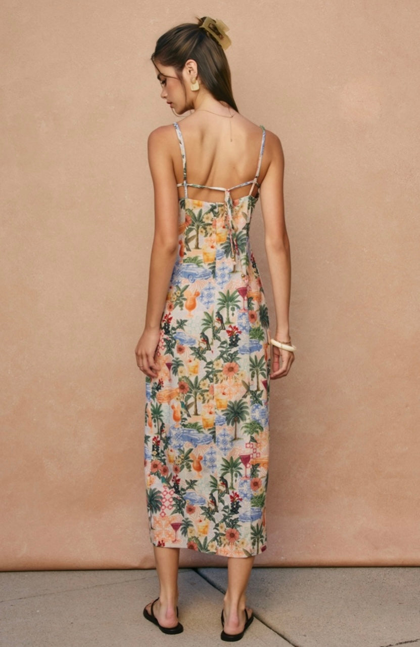 Tropical Slit Maxi Dress