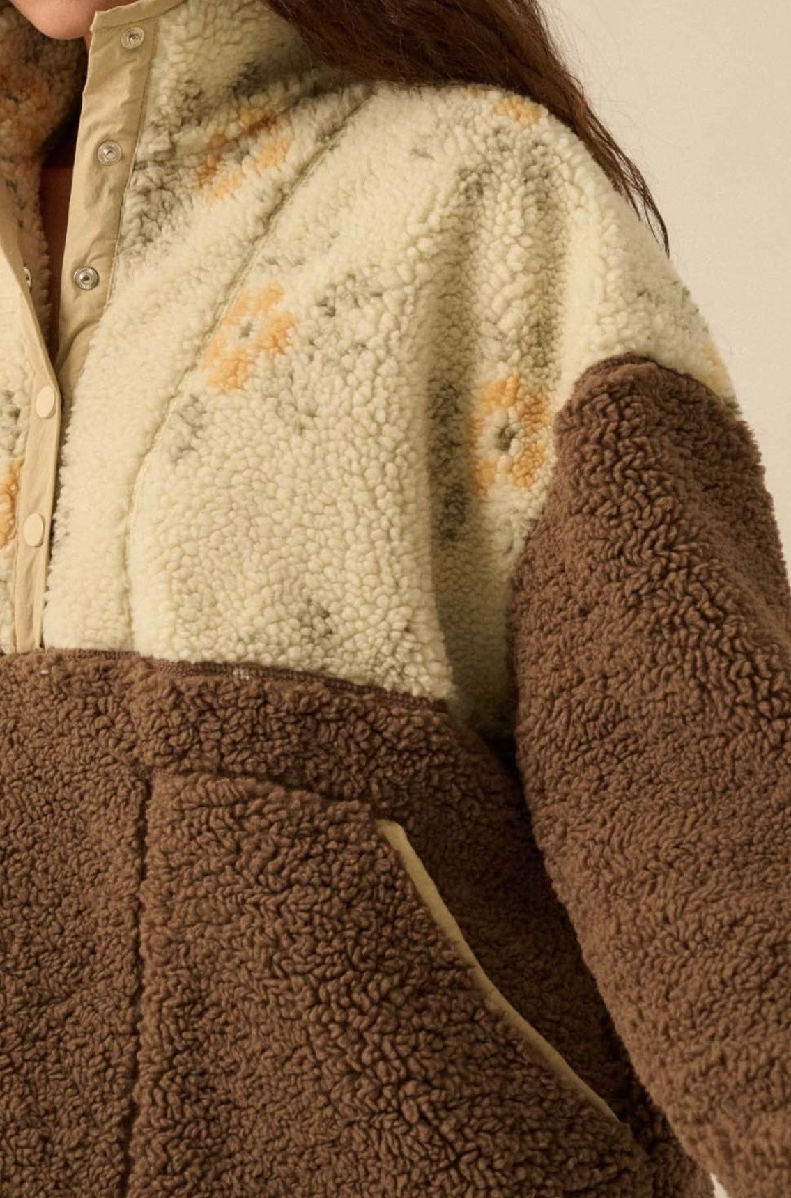 Brown Fall Floral Sherpa Sweater