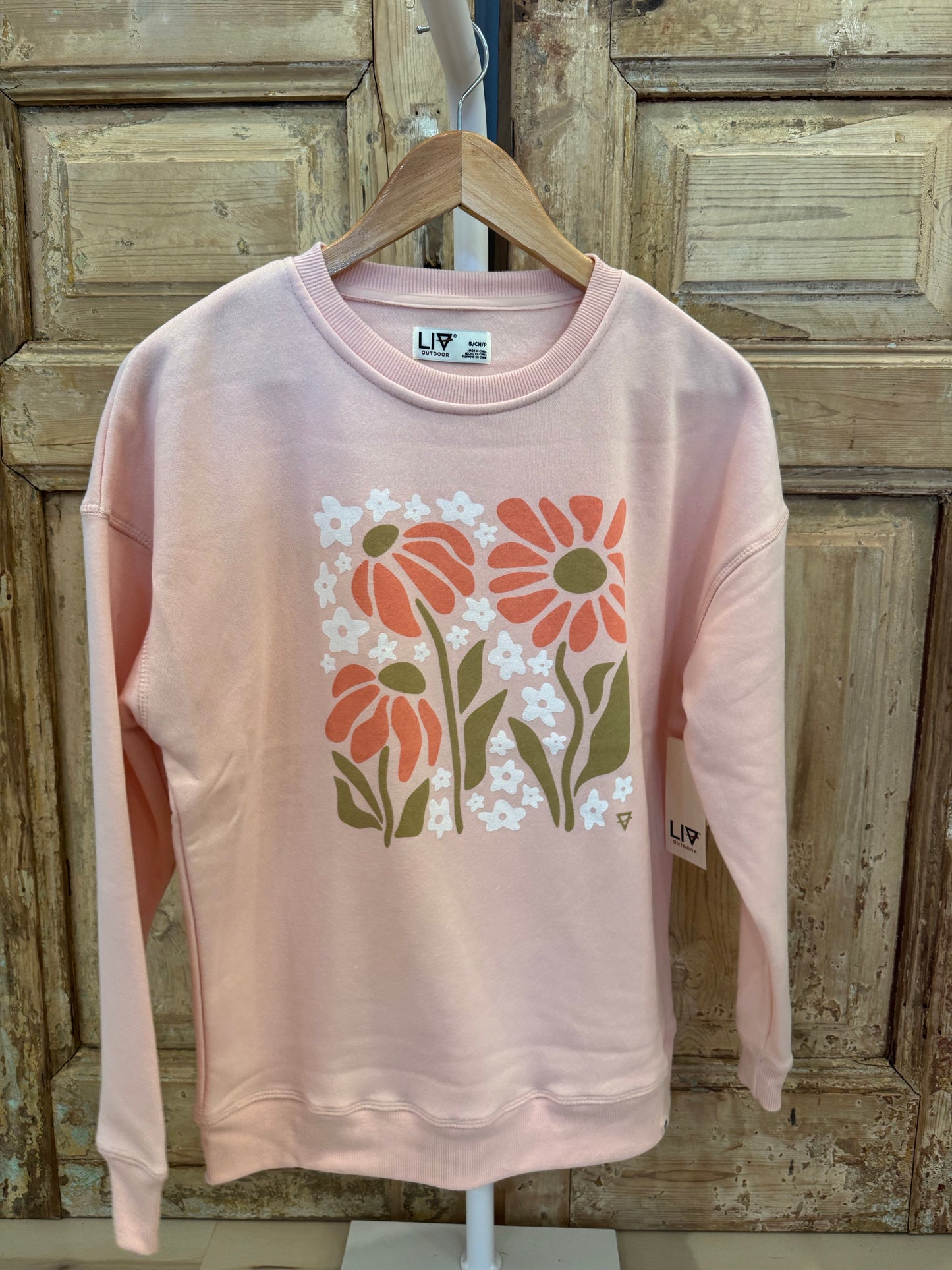 Pink floral crewneck