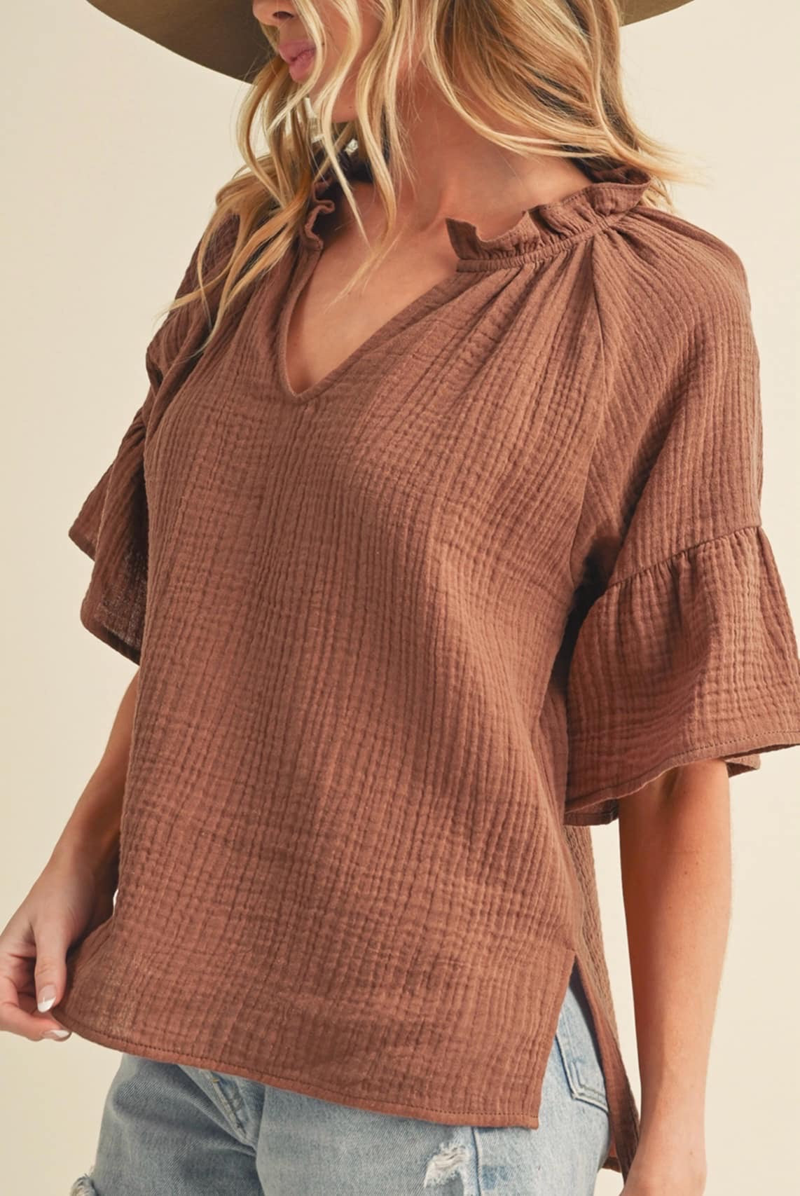 Rust Ruffle Top