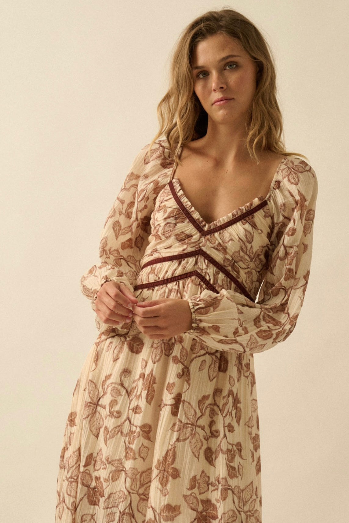 Felicity Floral Velvet Trimmed Dress