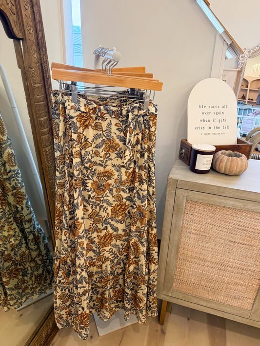 Fall paisley print maxi skirt
