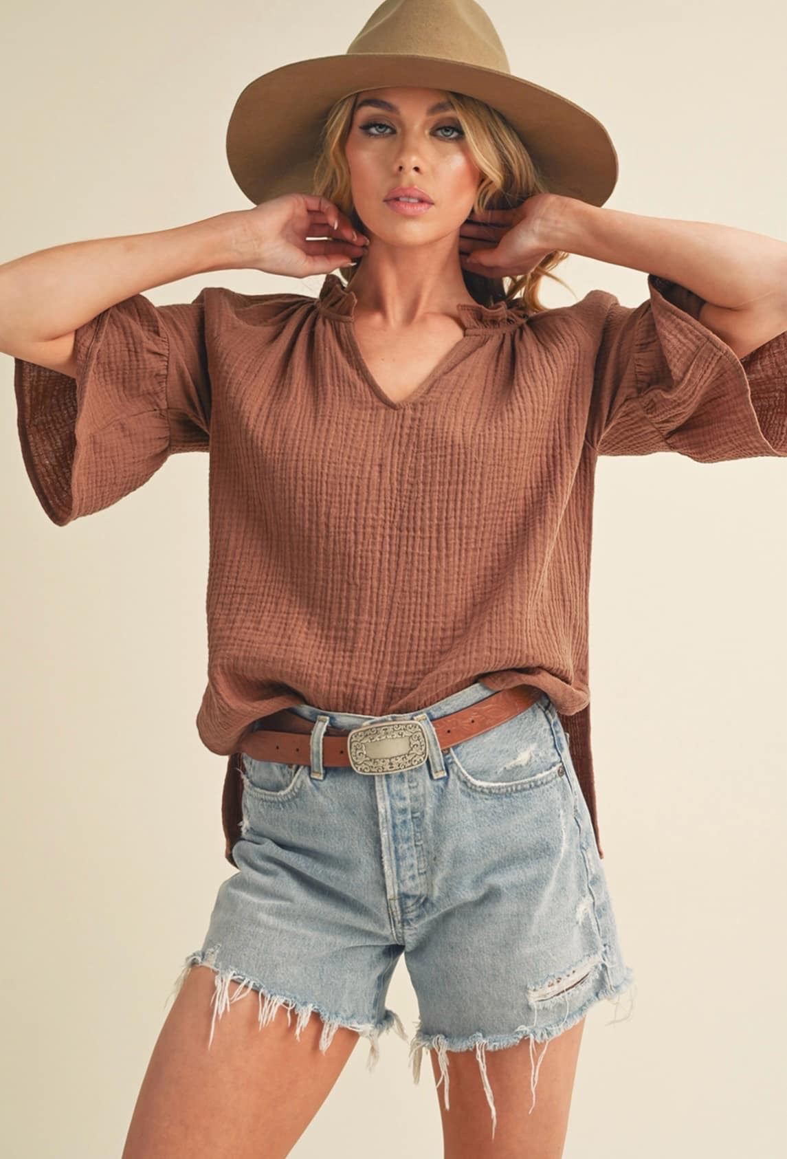 Rust Ruffle Top