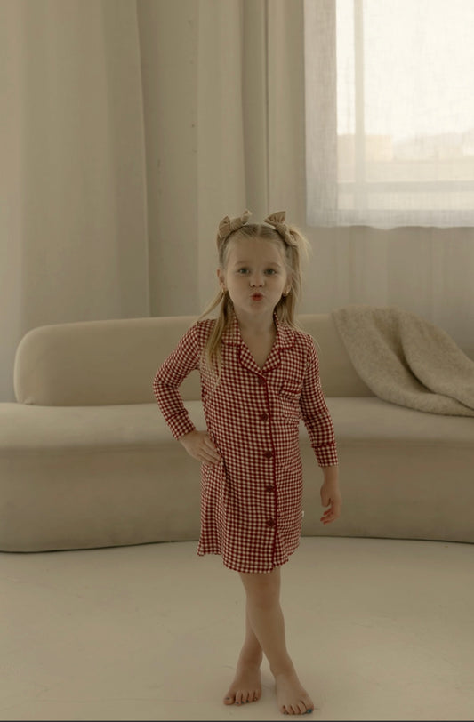 Girls Red Gingham Nighty