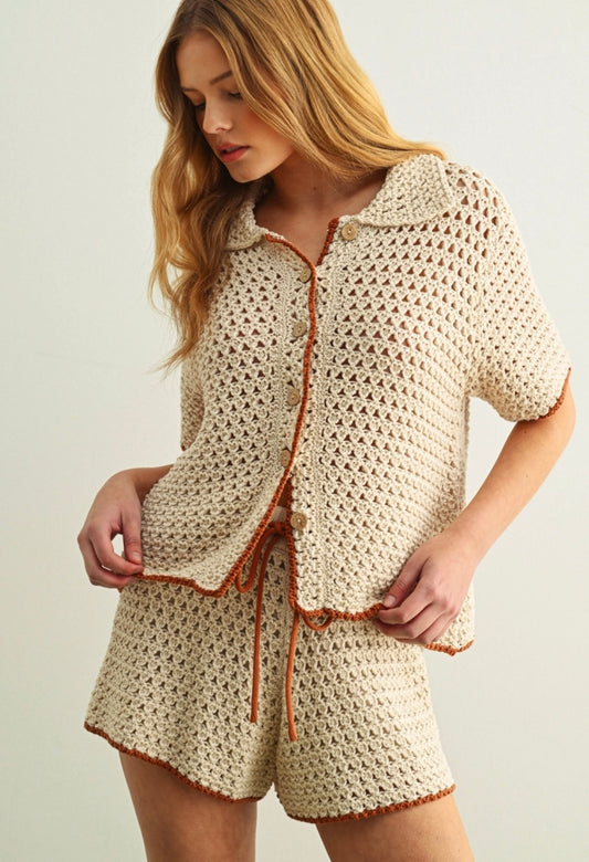 Stitch Knit Button Top
